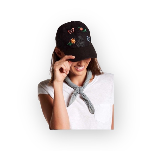 new August Hat ✿ Floral Embroidered Baseball Cap ✿ Shiny Coated Black ✿ - Picture 15 of 16
